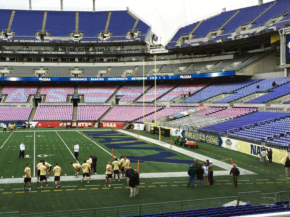 army navy football game field level banner