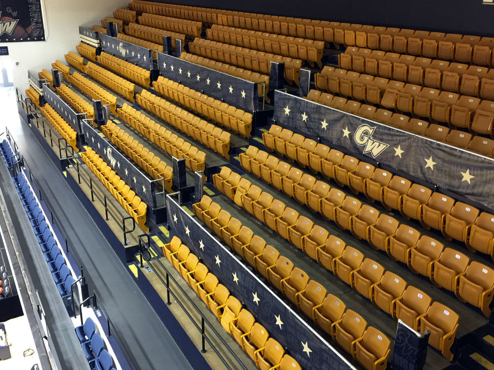 George Washington University Smith Center arena branding railing banners